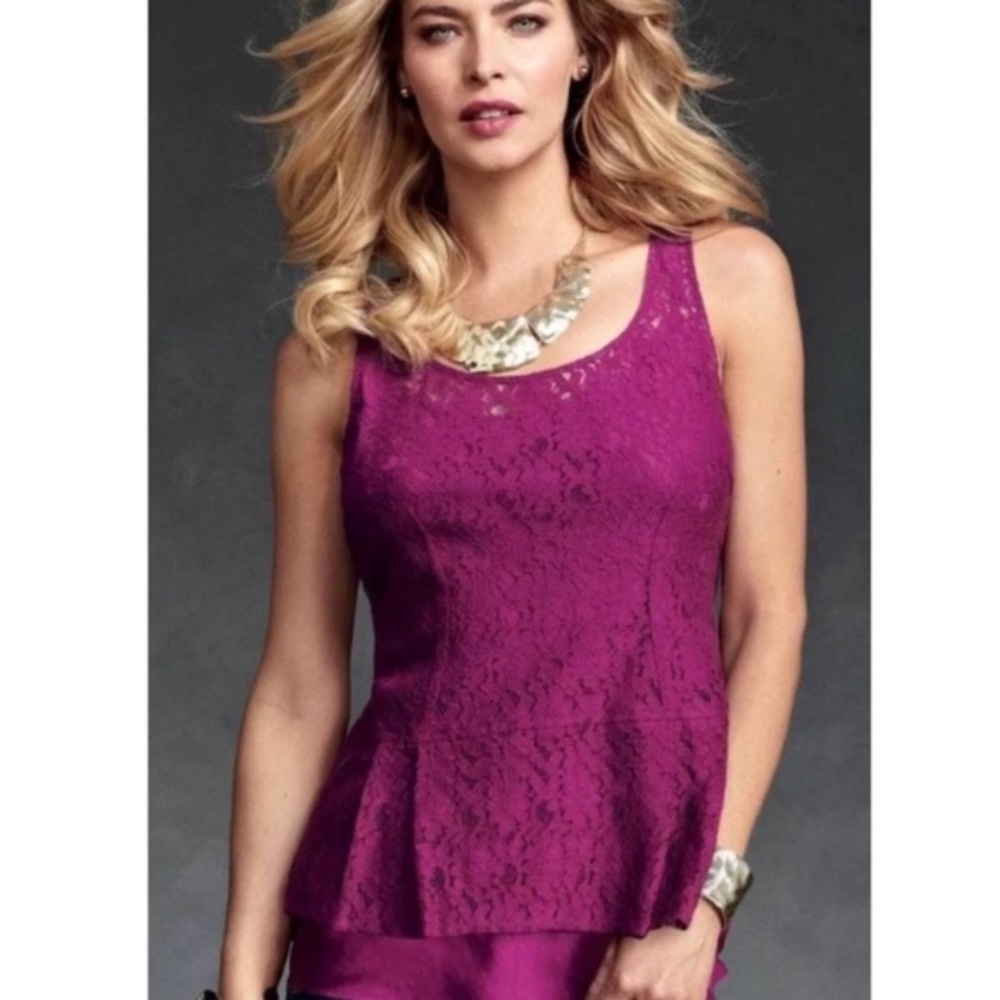 Cabi style #131 Boysenberry Lace Peplum Top